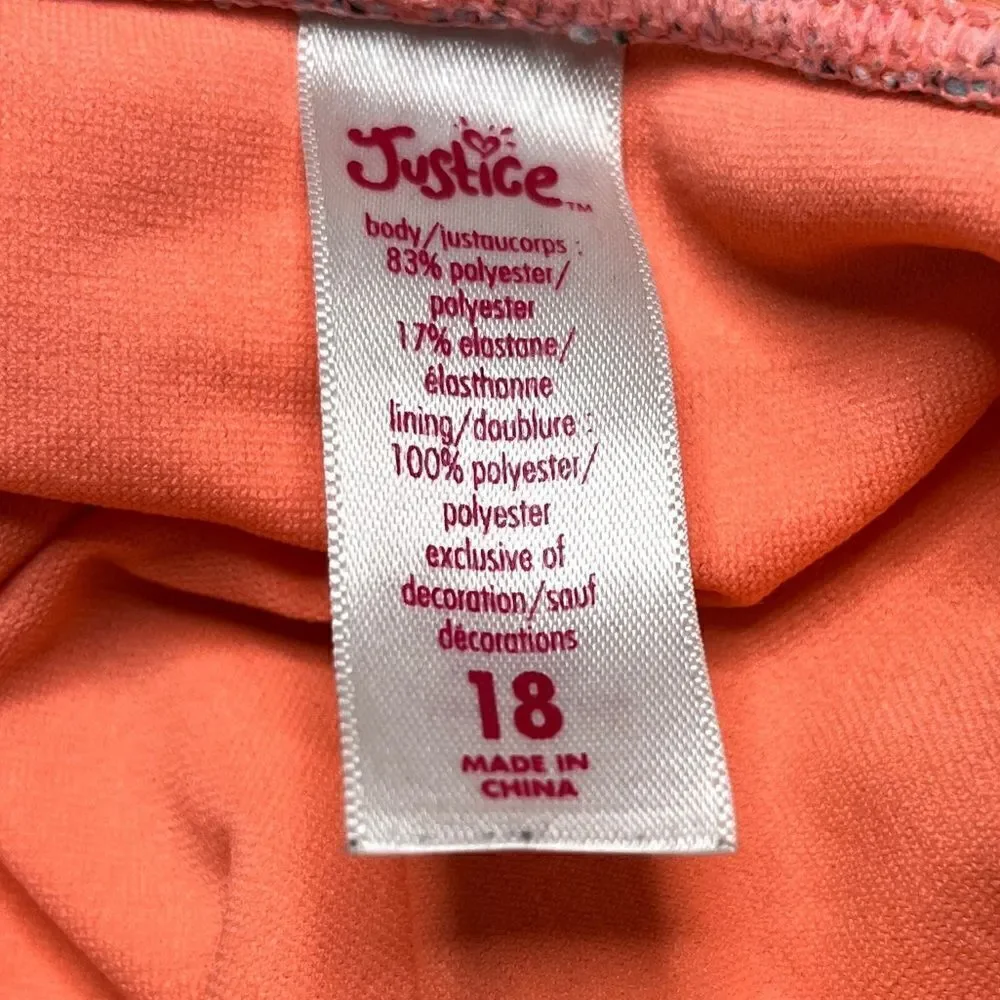 Justice Boho Side Tie Full Back Bikini Bottoms Blue & Peach Size 18